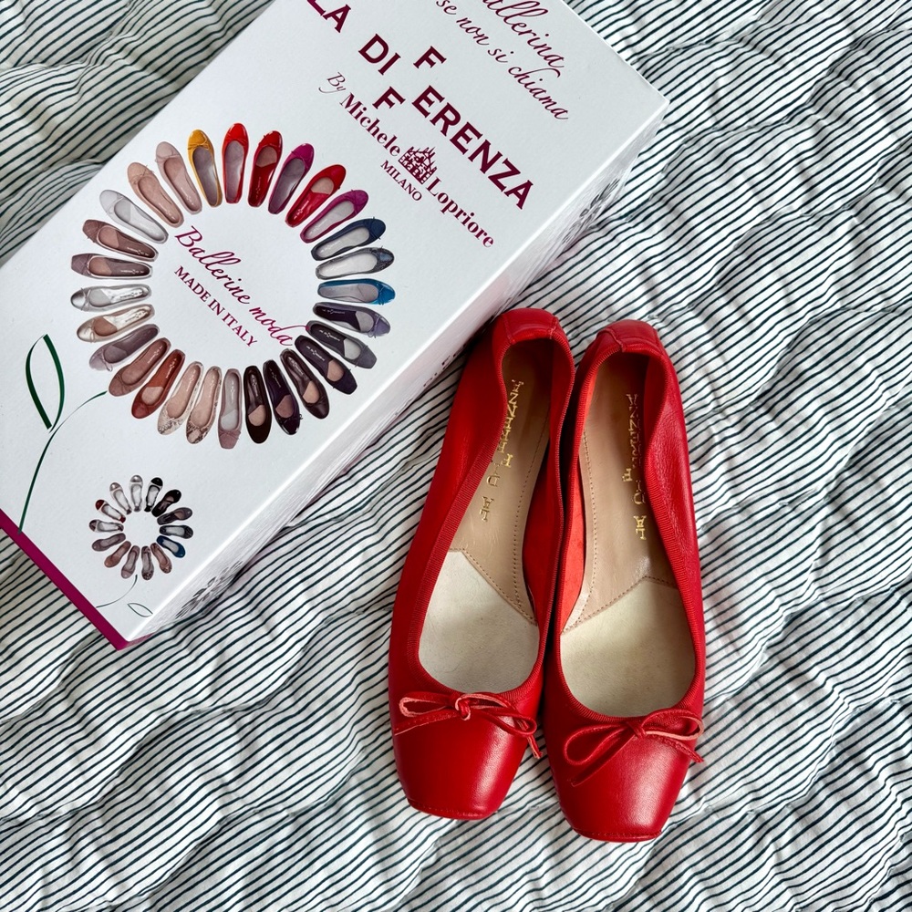 NWT La Differenza by Michele Lopriore Paloma Nappa Red Ballet Flats, Size 36 - Picture 2 of 5